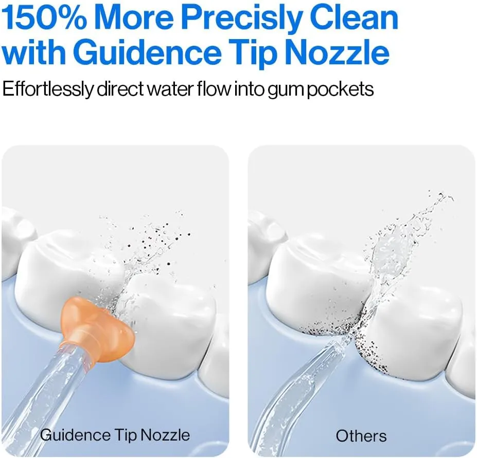usmile C10 Portable Water Flosser – Travel-Friendly, 95-Day Battery, 4 Modes, 360° Nozzle, 180ml Tank, IPX7 Waterproof, Dentist-Recommended for Braces, Implants & Sensitive Gums (Blue)