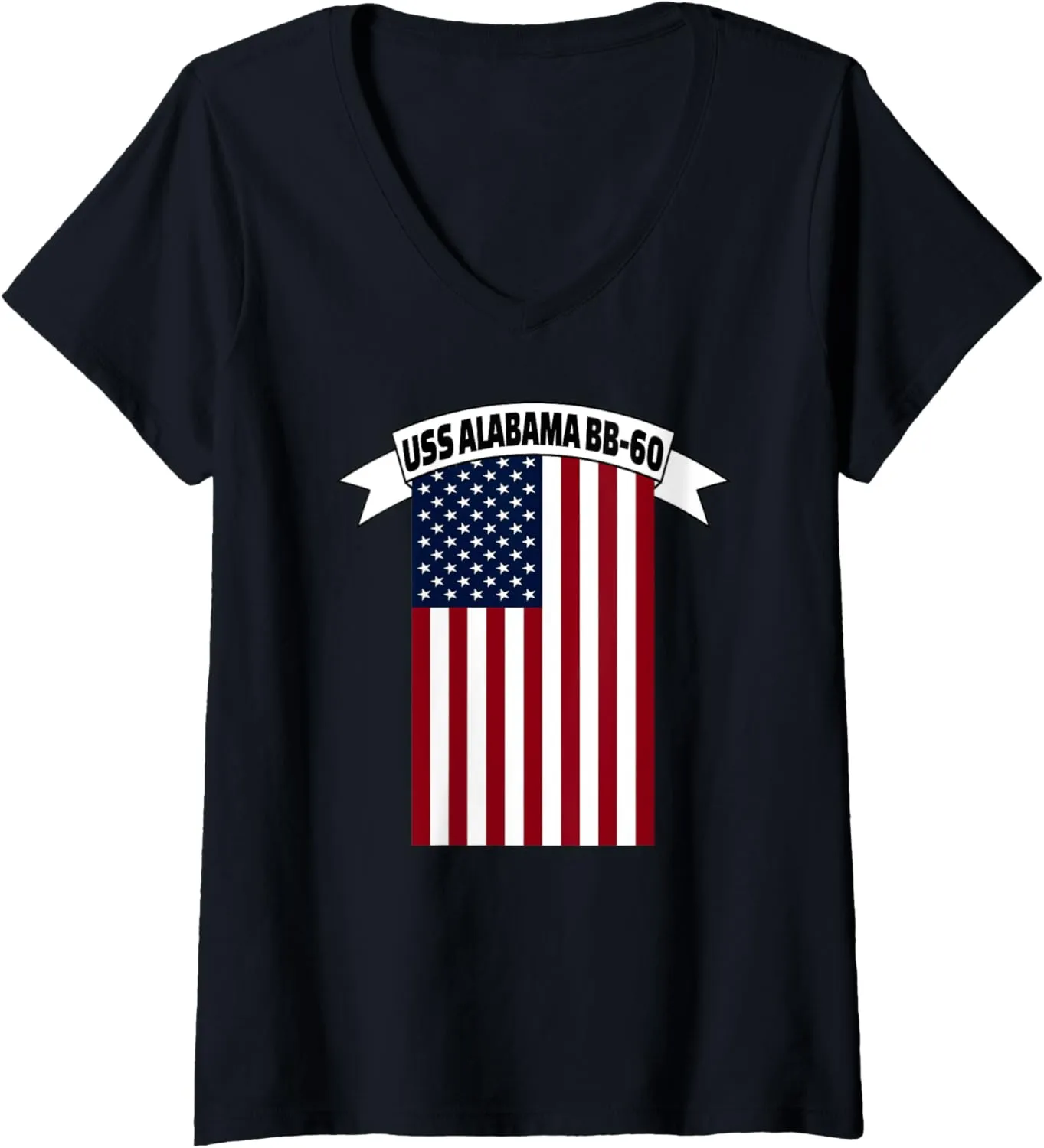 USS Alabama BB-60 Battleship WW2 Warship Veterans Day V-Neck T-Shirt