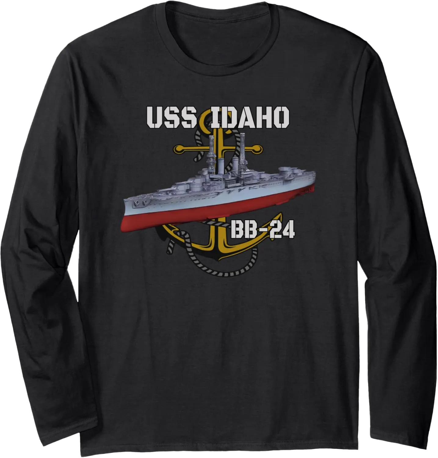 USS Idaho BB-24 Battleship American WW1 Warship Veterans Long Sleeve T-Shirt