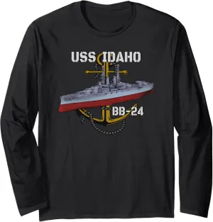 USS Idaho BB-24 Battleship American WW1 Warship Veterans Long Sleeve T-Shirt