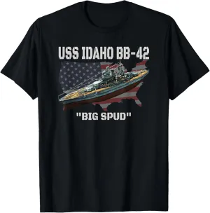 USS Idaho BB-42 Battleship Veterans Day Warship Front&Back T-Shirt