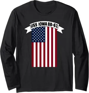 USS Iowa Battleship WW2 Warship BB-61 Veteran Father's Day Long Sleeve T-Shirt