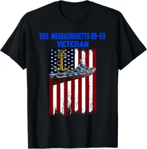 USS Massachusetts BB-59 Battleship Father Grandpa Veterans T-Shirt