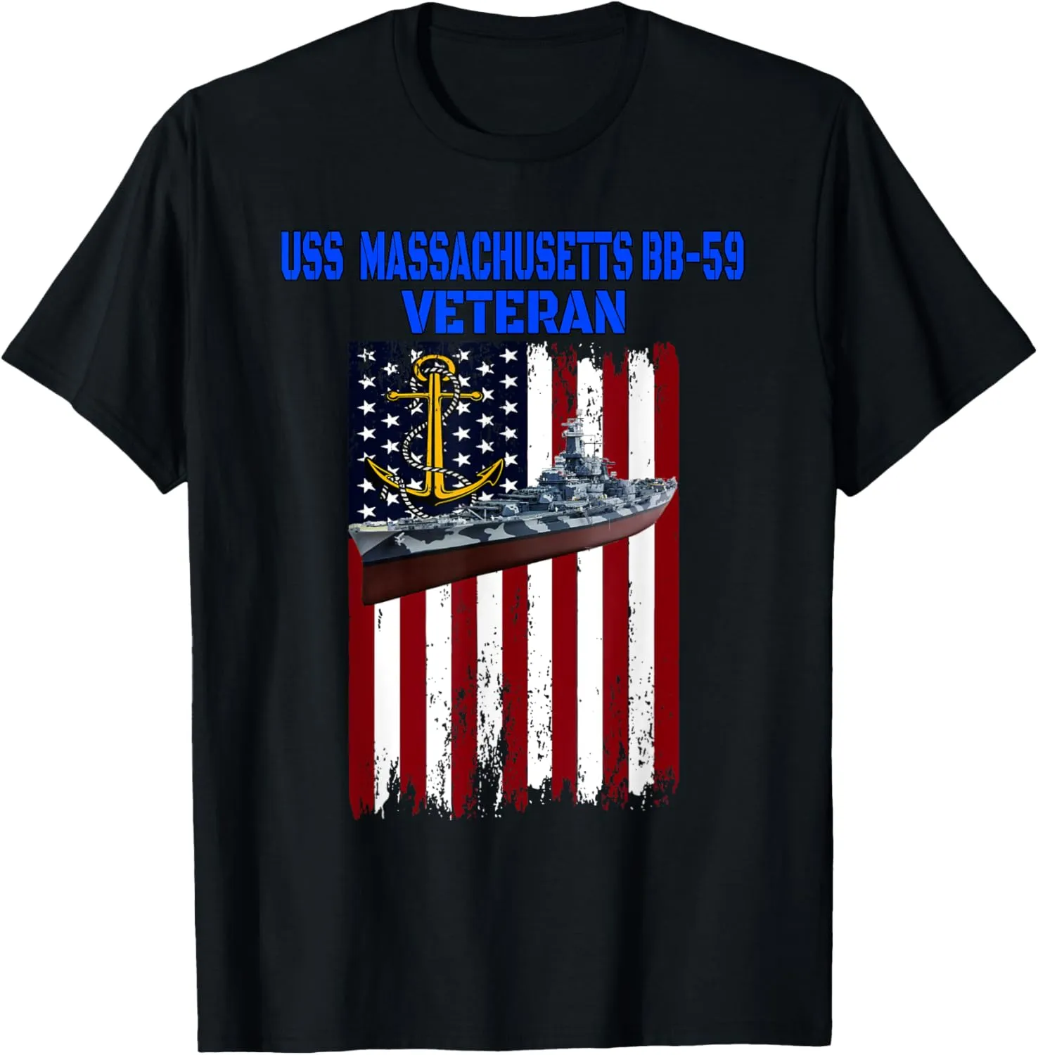 USS Massachusetts BB-59 Battleship Father Grandpa Veterans T-Shirt