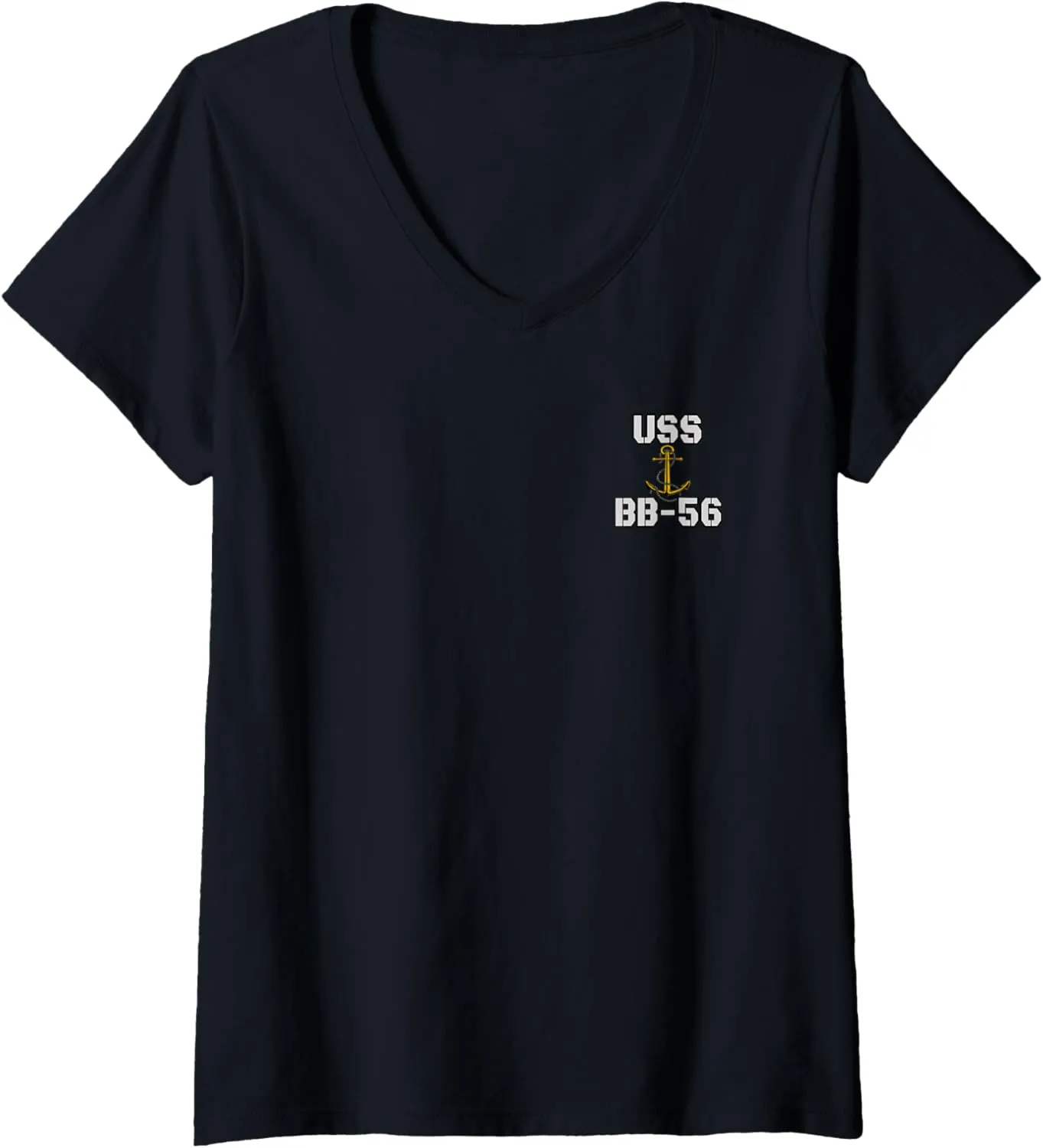 USS Washington BB-56 Battleship Veterans Warship Front&Back V-Neck T-Shirt