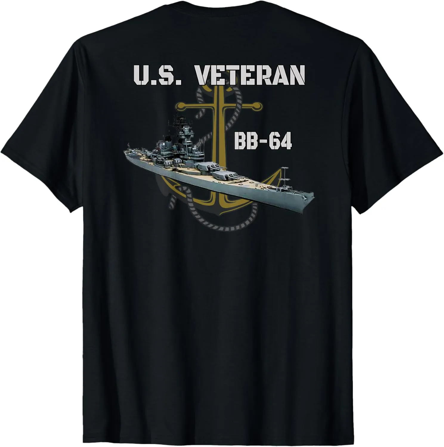 USS Wisconsin BB-64 Battleship Veteran Warship Front&Back T-Shirt