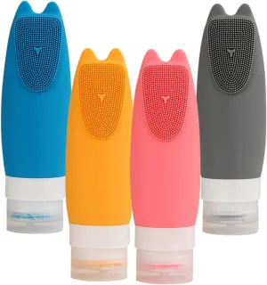 Vaguelly 4Pcs Refillable Silicone Travel Bottles Leakproof Lotion Containers for Shampoo Toiletries Portable Squeezable Travel Bottles Cherry Vivid