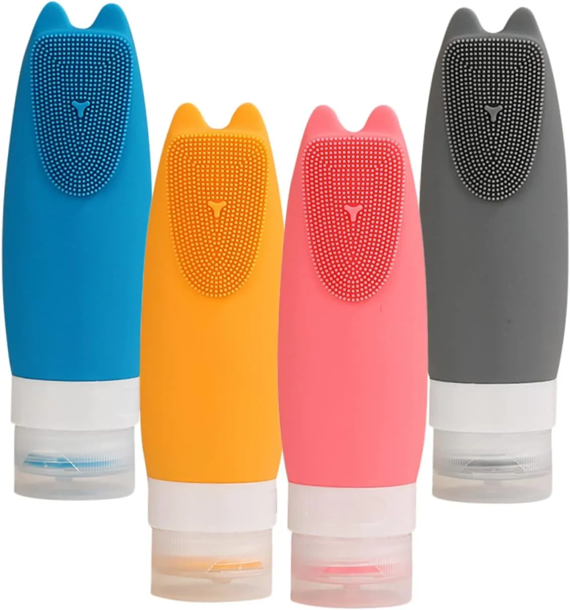 Vaguelly 4Pcs Refillable Silicone Travel Bottles Leakproof Lotion Containers for Shampoo Toiletries Portable Squeezable Travel Bottles Cherry Vivid