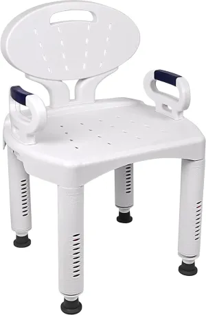 Vaunn FSA/HSA Eligible, Medical Shower Chair Bath Seat with Padded Arms, Removable Back and Adjustable Legs for Bathtub Safety (Wide Chair With Arms)