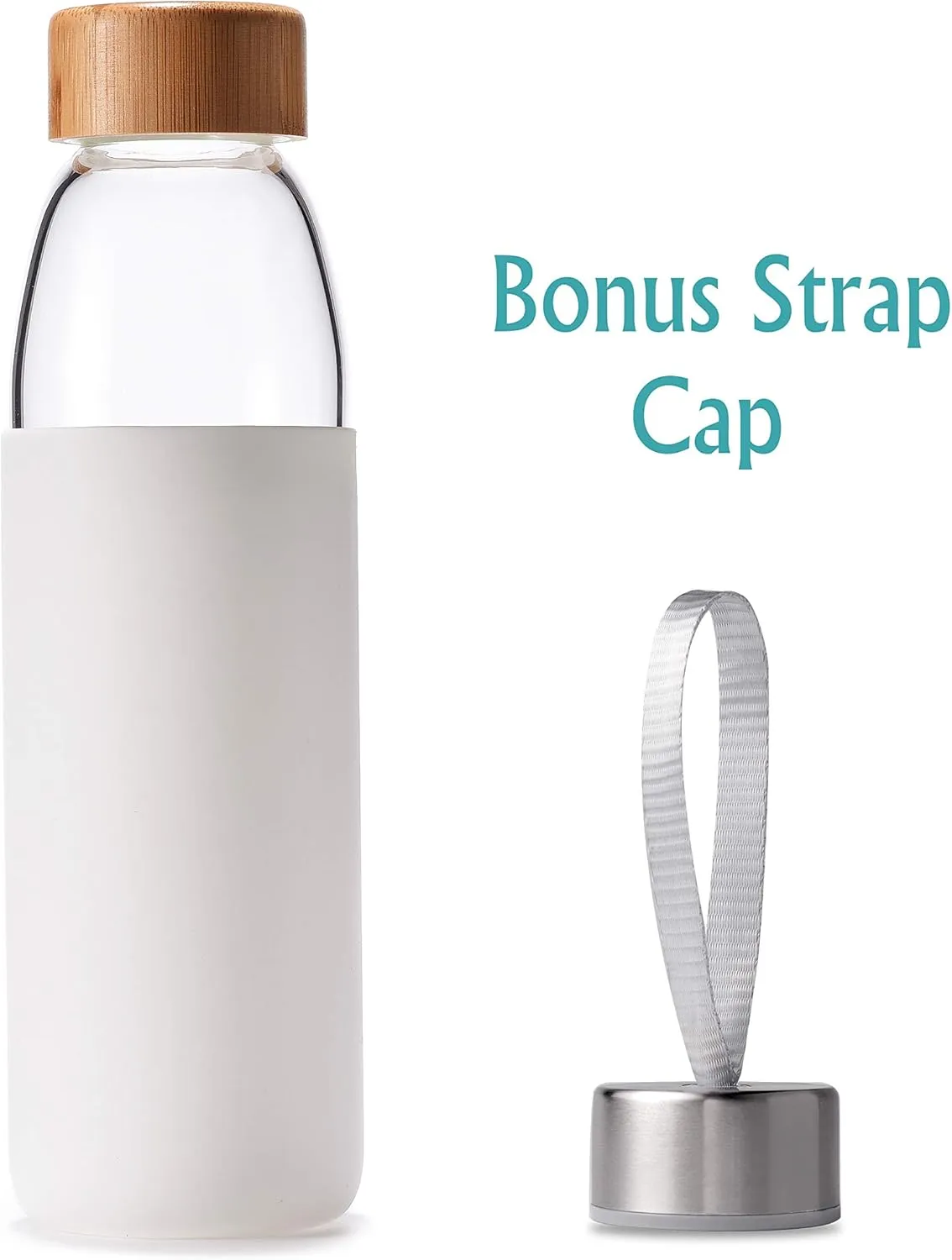 veegoal 25 Oz Borosilicate Glass Water Bottles with Bamboo Lid, BPA-FREE, Non-Slip Silicone Sleeve, and Stainless Steel Leak Proof Lid - Reusable Glass Bottle for Men and Women