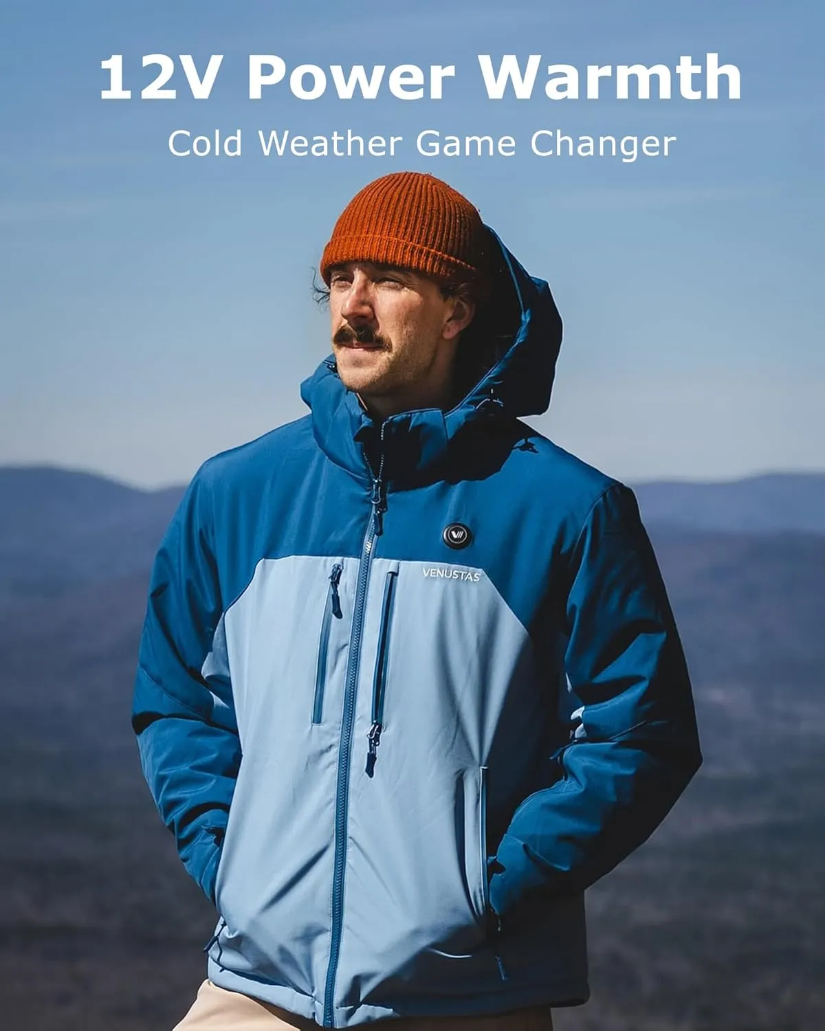 Venustas Heated Jacket for Men, Softshell Electric Heating Utility Coat with 12V Battery, MaxHeat 140°F