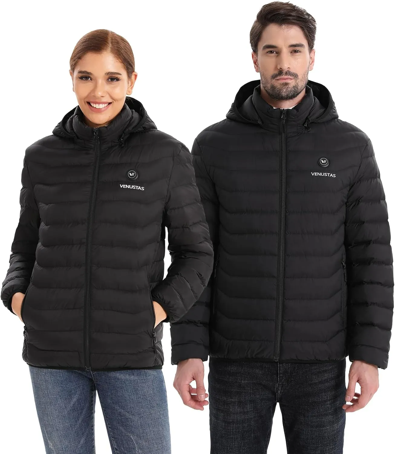 Venustas Unisex Heated Jacket with Battery, Heated Coat for Women and Men with Detachable Hood