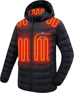 Venustas Unisex Heated Jacket with Battery, Heated Coat for Women and Men with Detachable Hood
