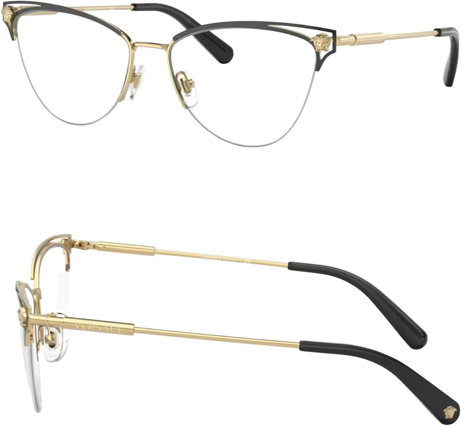 Versace VE1280 MEDUSA CAT EYE Shape Eyeglasses Frame with eSHADES Luxury Eyewear kit Bundle