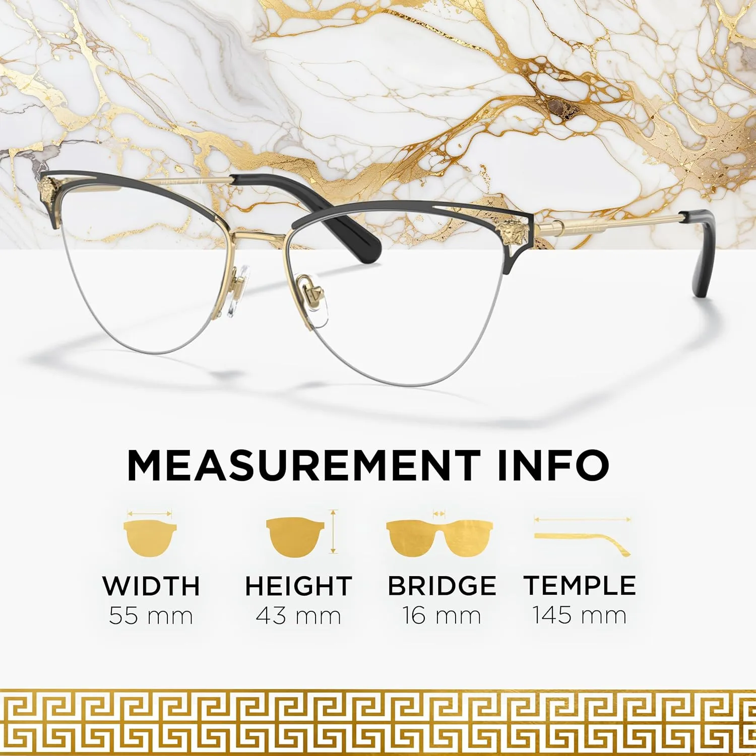 Versace VE1280 MEDUSA CAT EYE Shape Eyeglasses Frame with eSHADES Luxury Eyewear kit Bundle