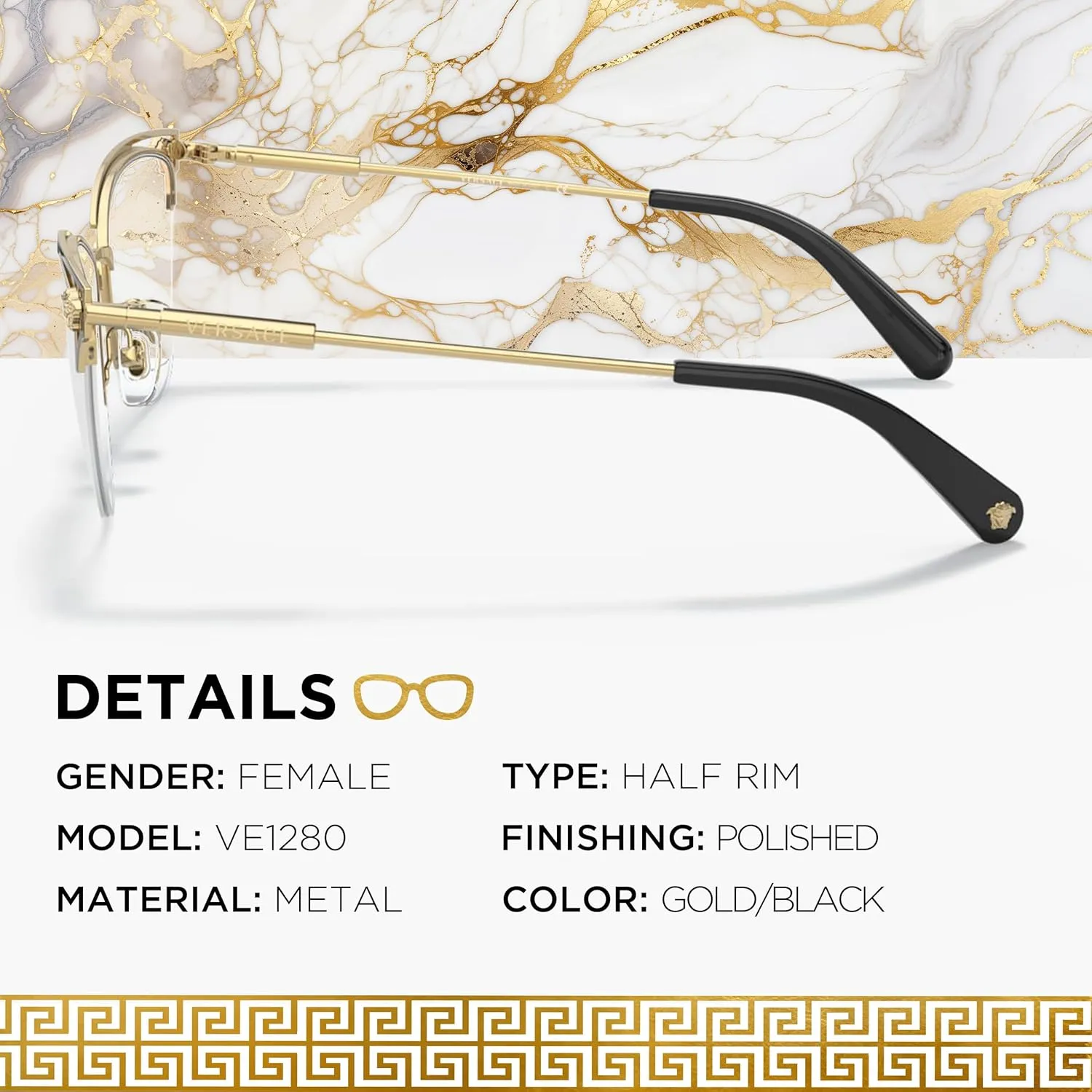 Versace VE1280 MEDUSA CAT EYE Shape Eyeglasses Frame with eSHADES Luxury Eyewear kit Bundle
