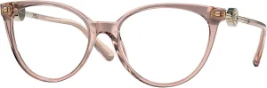 Versace VE3298B 55mm Non-Polarized Glasses for Women - Transparent Pink Phantos Acetate Frame with Pink Temples, Lightweight & Comfortable Eyeglasses for Prolonged use, eShades Eyewear Kit Included