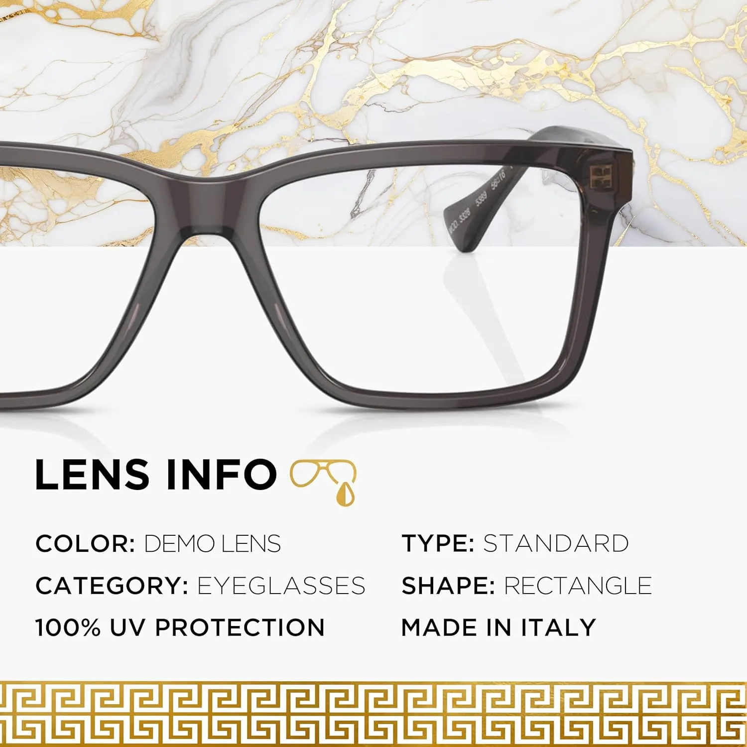 Versace VE3328 Medusa RECTANGLE Shape Eyeglasses Frame with eSHADES Luxury Eyewear kit Bundle