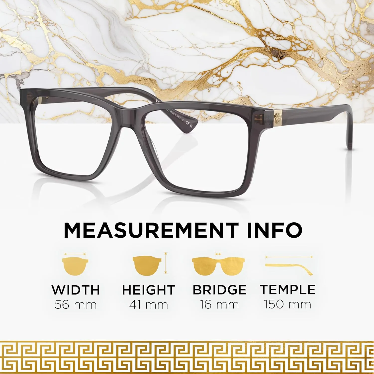 Versace VE3328 Medusa RECTANGLE Shape Eyeglasses Frame with eSHADES Luxury Eyewear kit Bundle