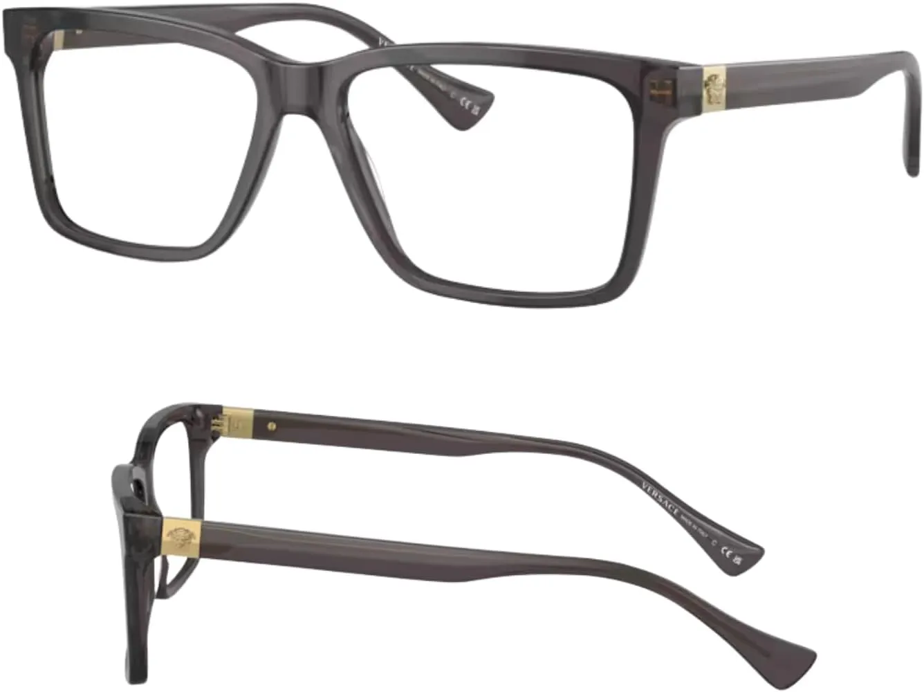 Versace VE3328 Medusa RECTANGLE Shape Eyeglasses Frame with eSHADES Luxury Eyewear kit Bundle