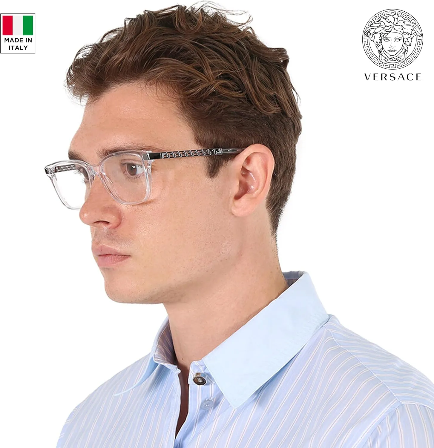 Versace VE3340U Greca Eyeglasses Frame with eSHADES Luxury Eyewear kit Bundle