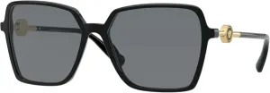 Versace VE4396 58mm Non-Polarized Square Sunglasses for Women – Black Acetate Frame with Black Temples, 100% UV Protection, Lightweight & Comfortable Sunglasses, eShades Eyewear Kit Included