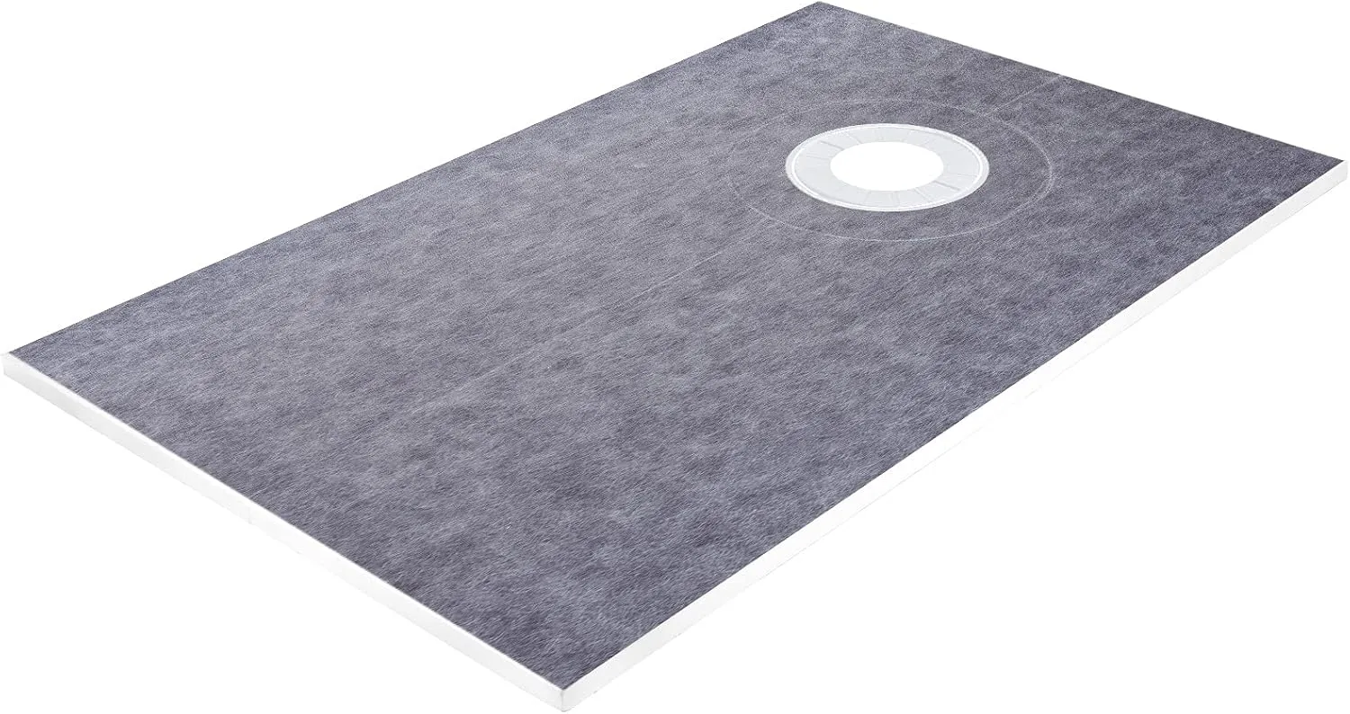 VEVOR Shower Curb Kit 38" x 60" Watertight Shower Curb Overlay with 4" PVC Offset Bonding Flange, 4" Stainless Steel Grate, 2 Cuttable Shower Curb and Trowel, Shower Pan Slope Sticks Fit for Bathroom