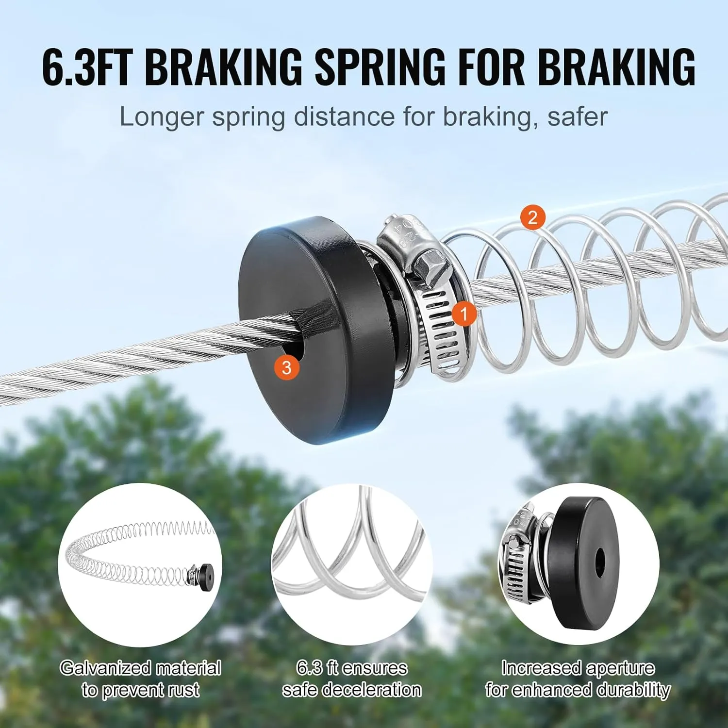 VEVOR Zip line Kits for Backyard，60ft Zip line Kit for Kids and Adult Up to 330 lb, Included Swing Seat, Ziplines Brake, and Steel Trolley, Outdoor Playground Equipment