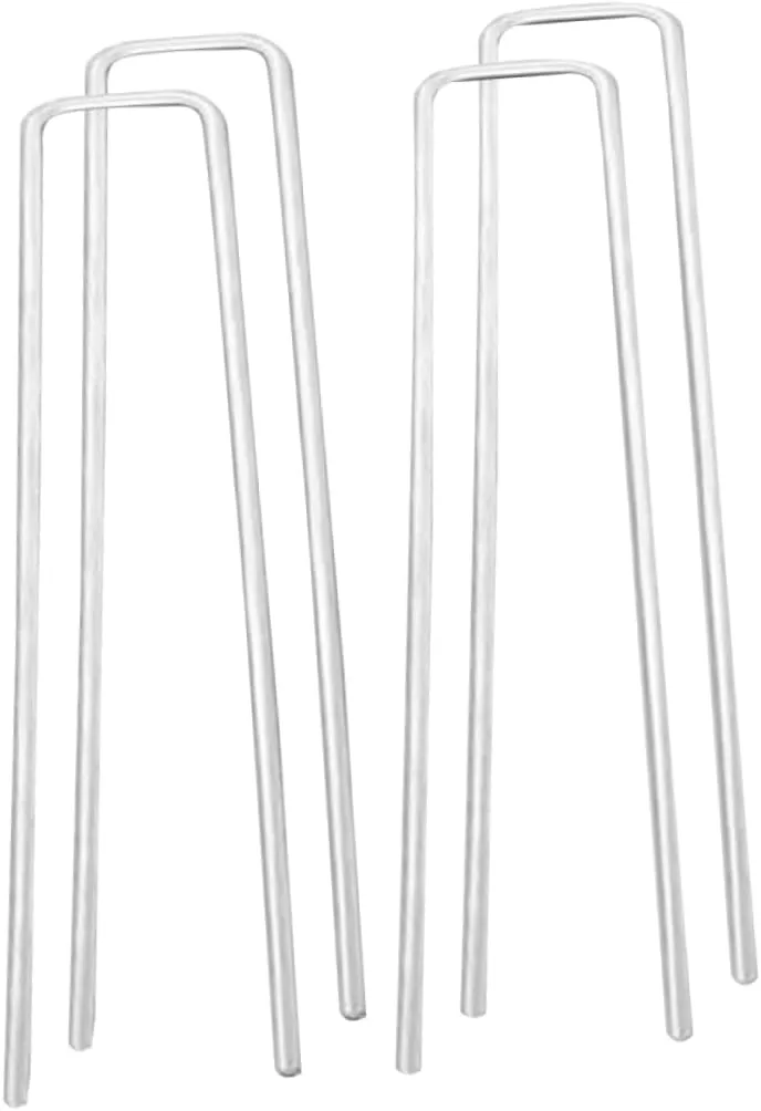 VICASKY 50Pcs U Shaped Galvanized Ground Stakes for Lawn and Garden Fixing Durable Pegs for Securing Tarps Canopies and Landscaping