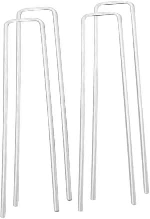 VICASKY 50Pcs U Shaped Galvanized Ground Stakes for Lawn and Garden Fixing Durable Pegs for Securing Tarps Canopies and Landscaping