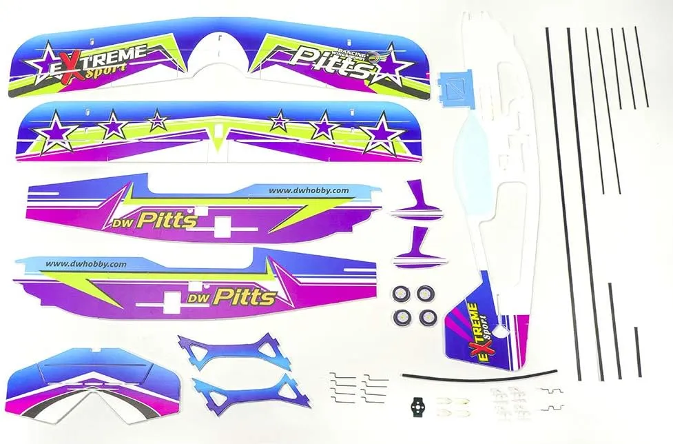 Viloga Mini RC Plane Kit PP Foam Airplane, 450mm Wingspan Pitts 3D Aerobatic Biplane Model Kit to Build for Adults, DIY Sport Airplane for Indoor & Park Flyer (KIT Motor Servo DSM2/X Compatible RX)