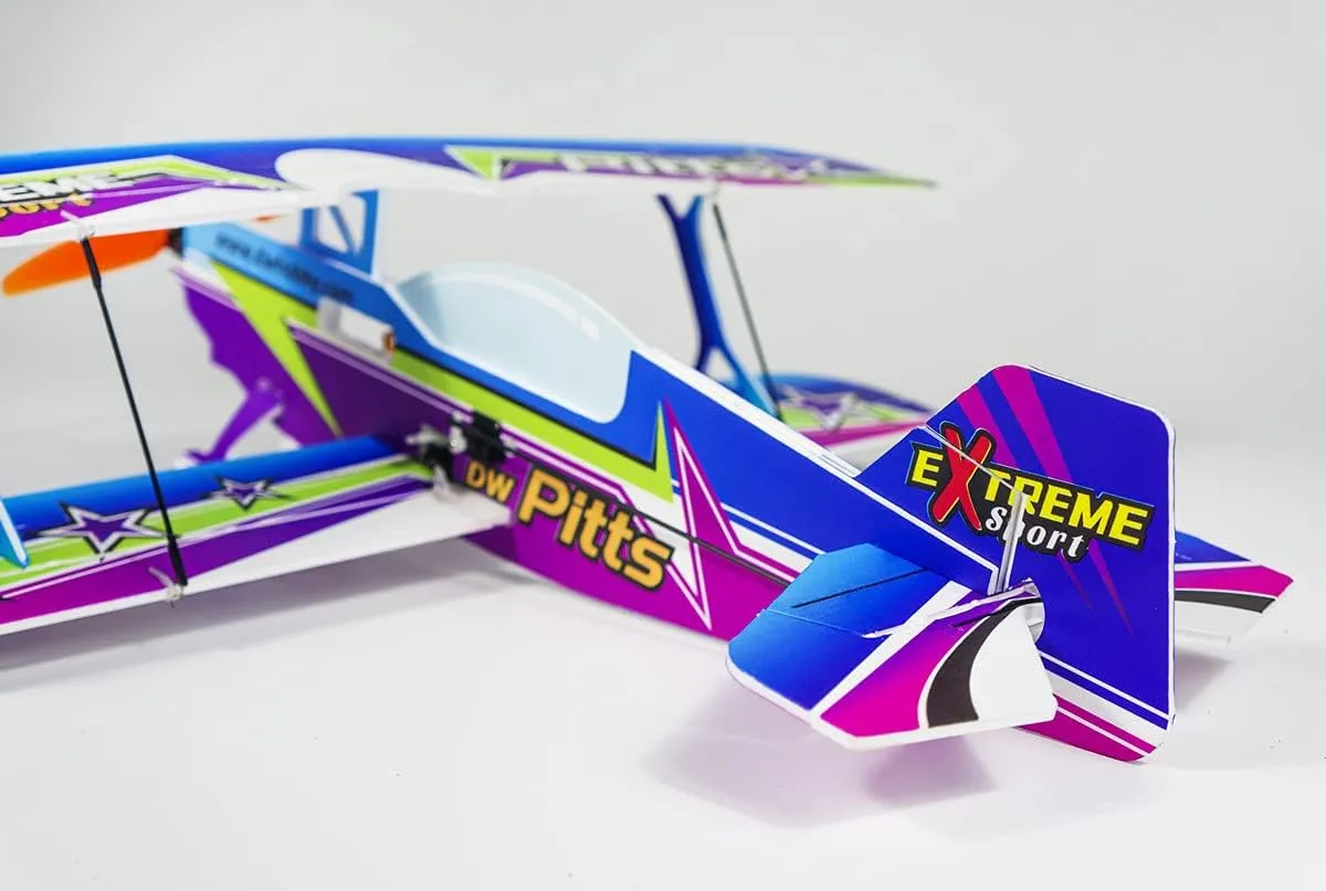 Viloga Mini RC Plane Kit PP Foam Airplane, 450mm Wingspan Pitts 3D Aerobatic Biplane Model Kit to Build for Adults, DIY Sport Airplane for Indoor & Park Flyer (KIT Motor Servo DSM2/X Compatible RX)