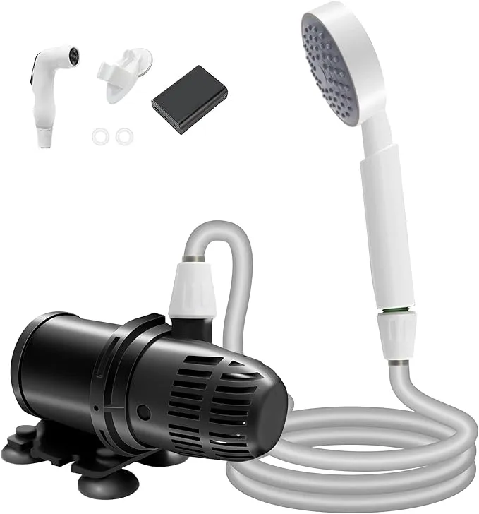 VINTEX Portable Camping Shower, Portable Shower with USB Rechargeable Battery, Outdoor Shower for Hiking, Traveling, Pet Bath