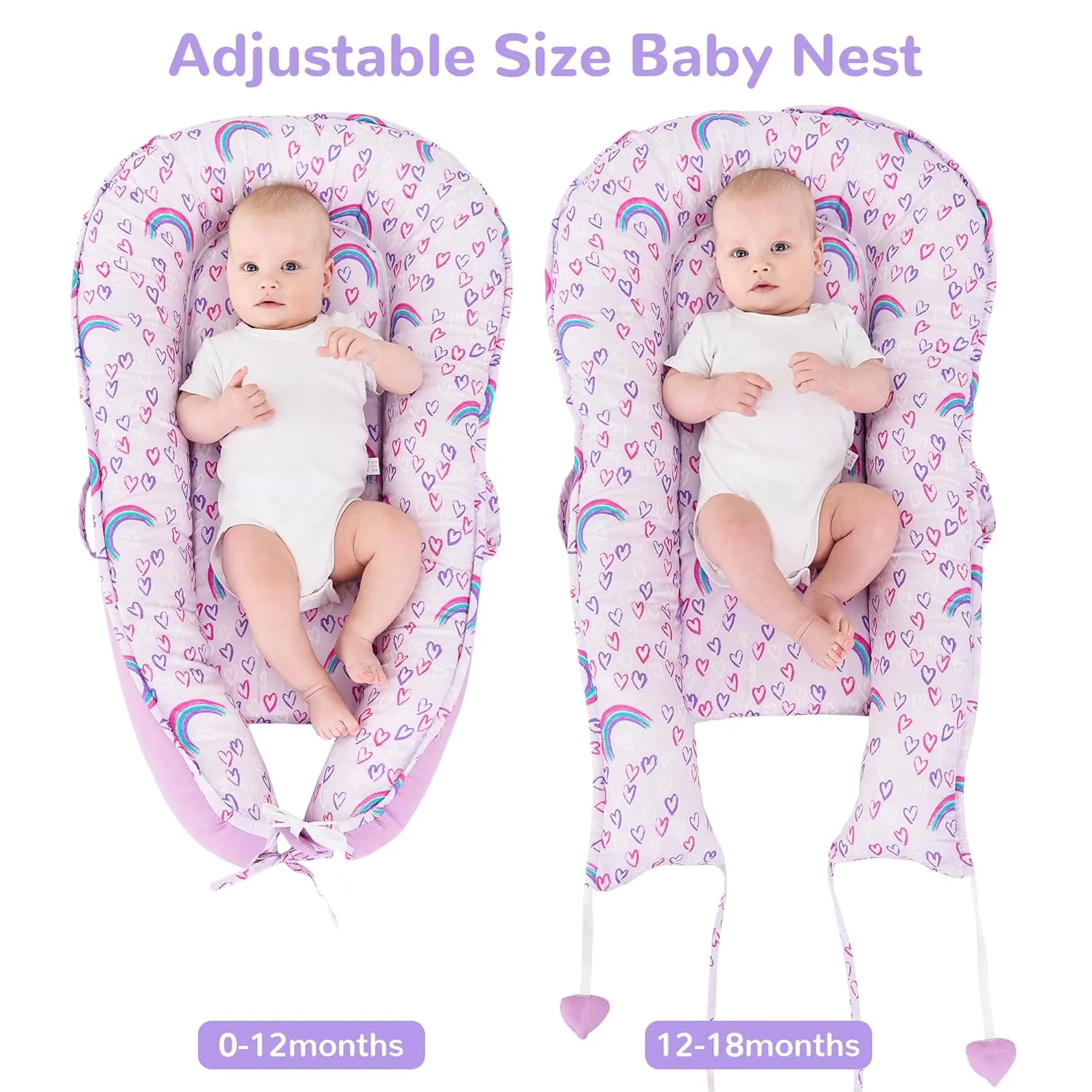 Viviland Baby Lounger for Newborn, Soft Breathable Snuggle Me Lounger Fits 0-24 Months Newborn Infant, Rainbow