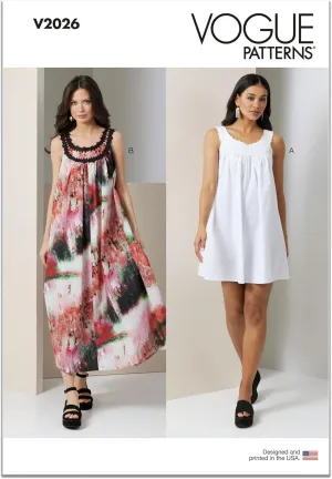Vogue Misses' Loose-Fitting Flared Tent Dress Sewing Pattern Packet, Design Code V2026, 16-18-20-22-24, Multicolor