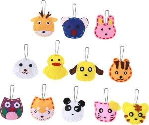 VOSAREA Sew Felt Animals Stuffed Kit 12 Pcs Children's DIY Bag Pendant Handbag Pendant Craft Develops Boys and Girls' Creativity Random Style