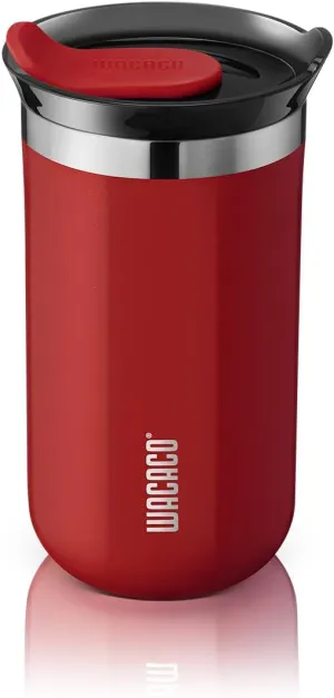 WACACO Octaroma Lungo Vacuum Insulated Coffee Mug, Double-wall Stainless Steel Travel Tumbler With Drinking Lid, 10 fl oz(300ml)， Carmine Red
