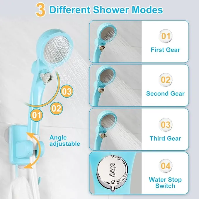 WADEO Portable Shower Camping Shower Outdoor Camp Shower Pump, Electric Rechargeable Portable Camping Shower, Powered by Rechargeable Battery for Camping, Hiking, Traveling