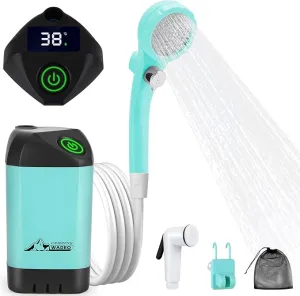 WADEO Portable Shower Camping Shower Outdoor Camp Shower Pump, Electric Rechargeable Portable Camping Shower, Powered by Rechargeable Battery for Camping, Hiking, Traveling