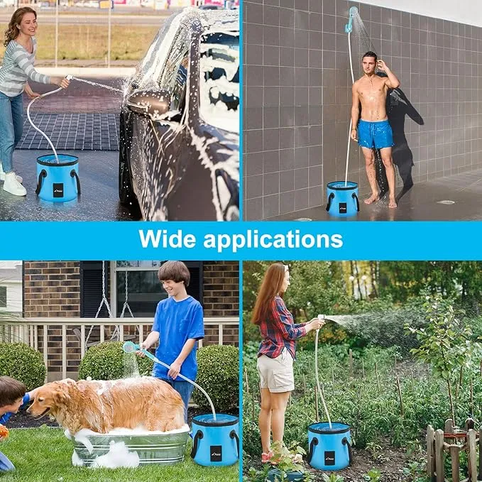 WADEO Portable Shower Camping Shower Outdoor Camp Shower Pump, Electric Rechargeable Portable Camping Shower, Powered by Rechargeable Battery for Camping, Hiking, Traveling