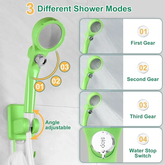 WADEO Portable Shower for Camping, Outdoor Electric Shower Rechargeable Pump with Intelligent Digital Display, Camping Shower Head Nozzle for Camping, Hiking, Traveling, Washing