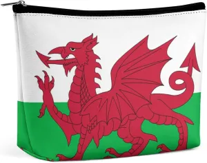 Wales Flag Travel Friendly Makeup Bag Compact Waterproof Cosmetic Pouch Organizer for Women