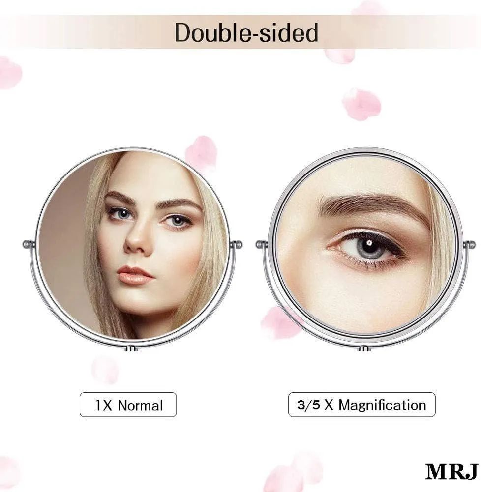 Wall Mounted Makeup Mirror 8-inch 3X Magnification 360°Swivel Extending Folding Bathroom Shaving Cosmetic Make Up Mirror (Nickel Brushed 1X/3X)