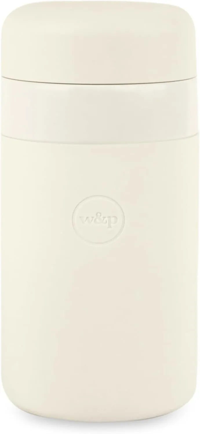W&P Porter Insulated Bottle 12 oz | Clean Taste Ceramic Coating for Water, Coffee, & Tea | Wide Mouth Vacuum Insulated | Dishwasher Safe, Cream