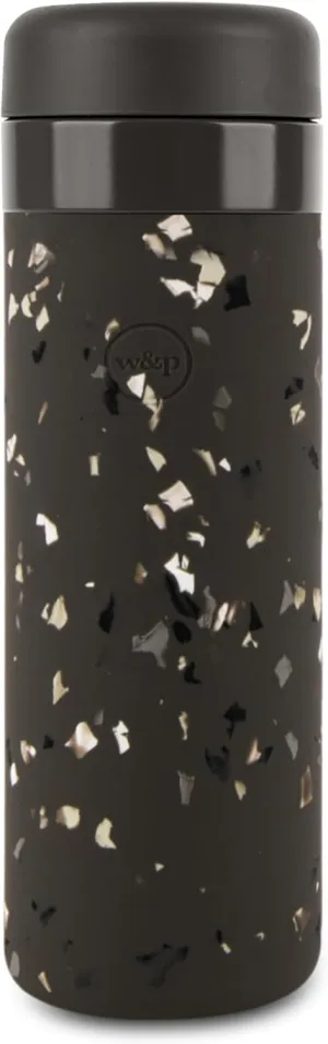 W&P Porter Insulated Bottle 20 oz Charcoal Terrazzo| Clean Taste Ceramic Coating for Water, Coffee, & Tea | Wide Mouth Vacuum Insulated | Dishwasher Safe (WP-PCB20-TZCH)