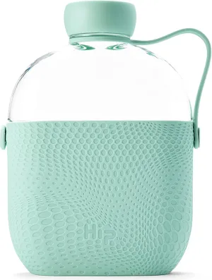 Water Bottle - 650ml / 20oz Capacity - Slim Reusable Bottles with Silicone Grip Sleeve and Carry Loop - Leak Proof Screw-Top Cap - Dishwasher Safe - Mint