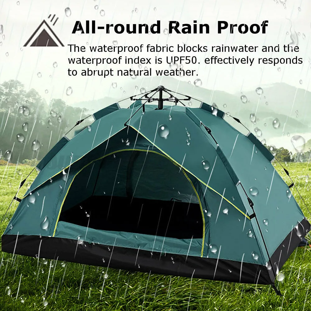 Waterproof Automatic Camping Tent 3-5 Person Come with Moisture Proof Pad(Green)-REMOTE