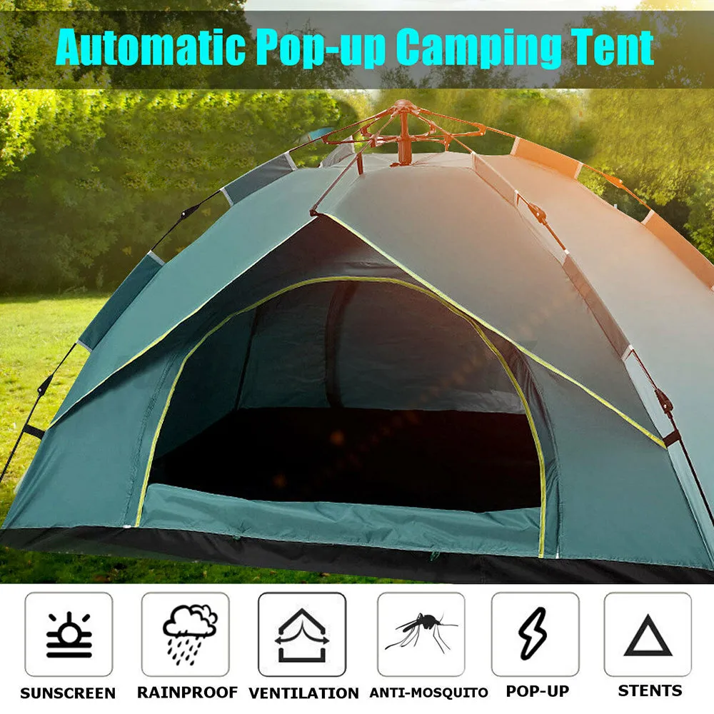 Waterproof Automatic Camping Tent 3-5 Person Come with Moisture Proof Pad(Green)-REMOTE