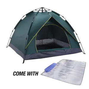 Waterproof Automatic Camping Tent 3-5 Person Come with Moisture Proof Pad(Green)-REMOTE