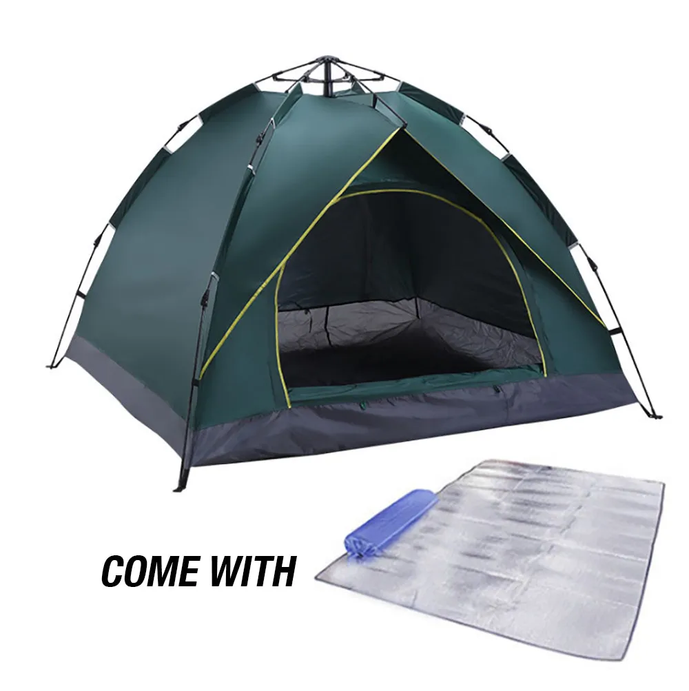 Waterproof Automatic Camping Tent 3-5 Person Come with Moisture Proof Pad(Green)-REMOTE